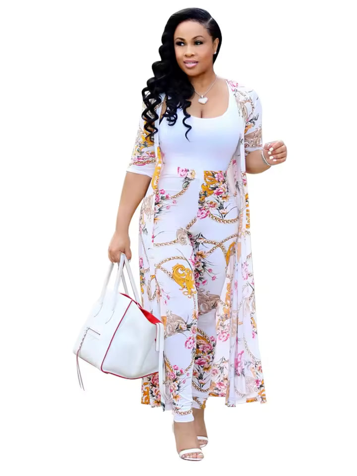 Luxury Printed Two-Piece Cardigan Set