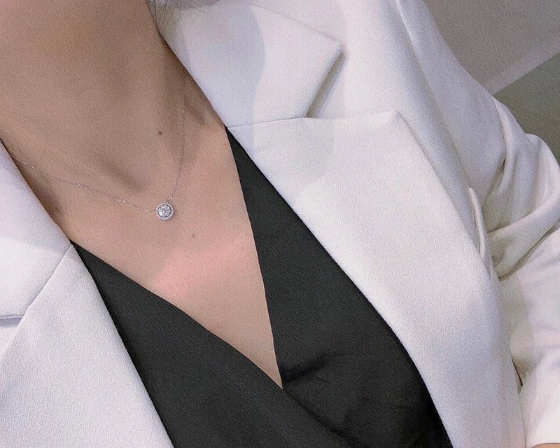 18K White Gold Diamond Pendant Necklace - Natural Diamond Engagement Jewelry - EverHype