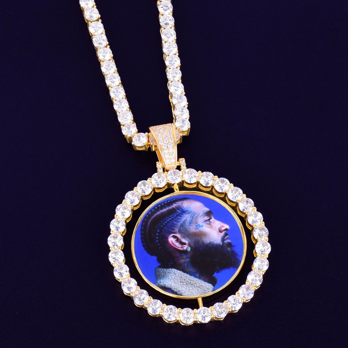 Custom Photo Necklace - Rotating Double - Sided Medallion Pendant for Men - EverHype