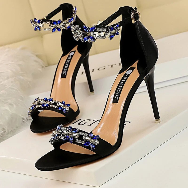 BIGTREE Shoes Open Toe Rhinestones Sandals Women 2026 New Designer Sexy High Heels Sandals Female Shoes Summer Heeled Sandals - EverHype