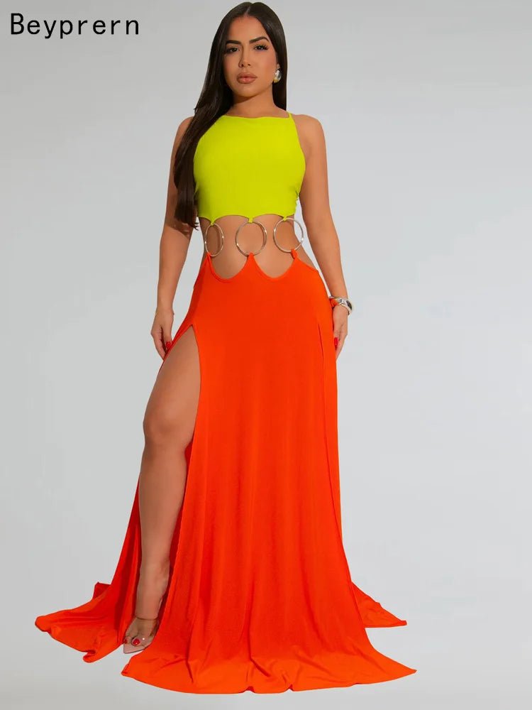 Women's O - Ring Metal Dress - Hollow Out Backless Bandage | Sexy Clubwear - EverHype