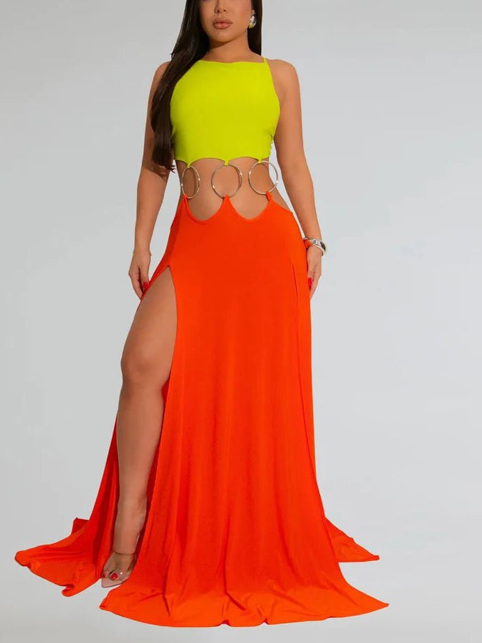 Women's O - Ring Metal Dress - Hollow Out Backless Bandage | Sexy Clubwear - EverHype