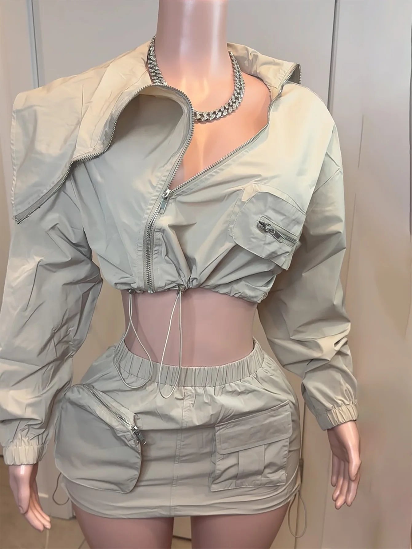 Women's 2 - Piece Skirt Set - Zip Jacket & Bodycon Skirt Outfit | Summer Fashion - EverHype