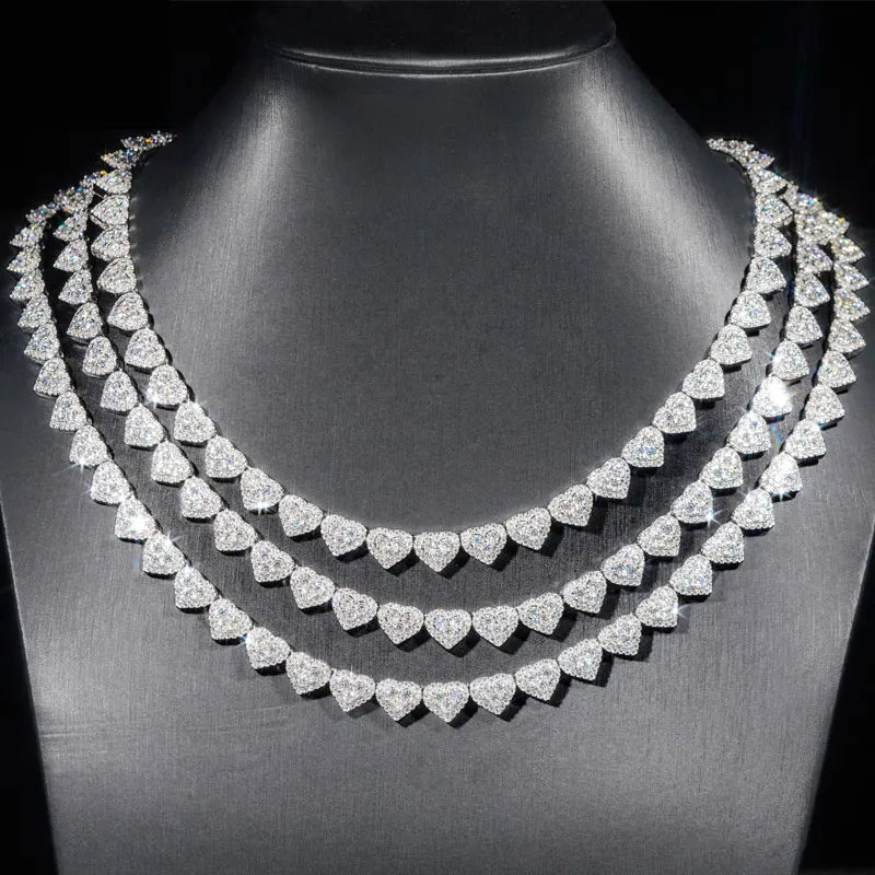 Moissanite Heart Bracelet & Necklace Set - 925 Sterling Silver Jewelry - EverHype