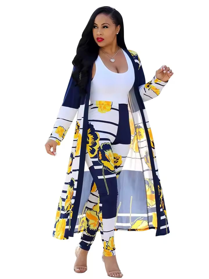 Luxury Printed Two-Piece Cardigan Set