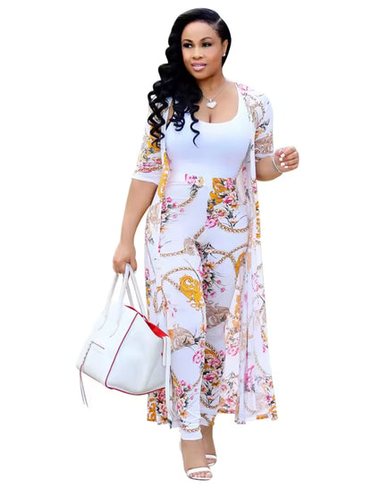 Luxury Printed Two-Piece Cardigan Set