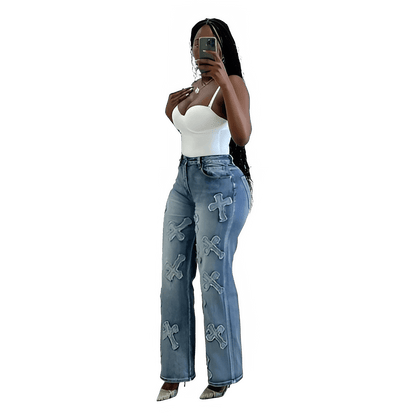 High Waist Wide Leg Jeans - Korean Streetwear Boyfriend Denim Pants for Women - EverHype