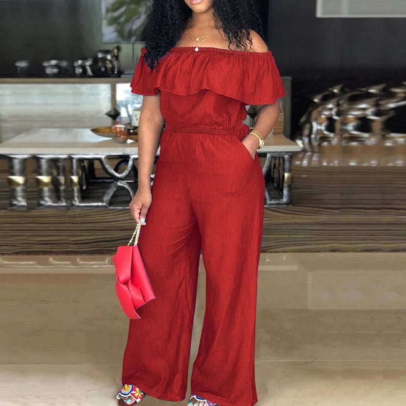 Plus Size Denim Jumpsuit - Sleeveless Shawl Collar Overall | Autumn Fashion - EverHype