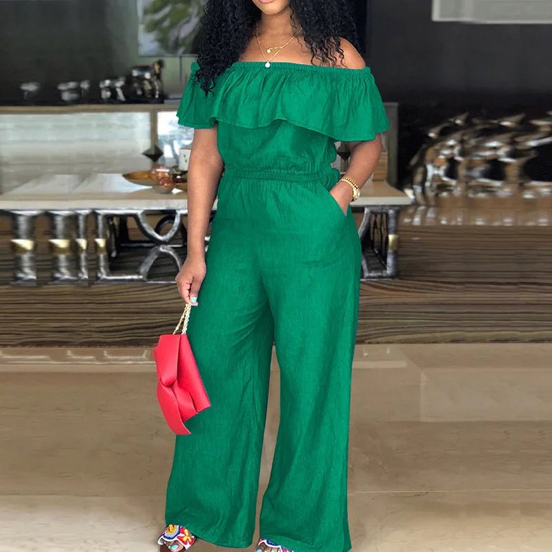 Plus Size Denim Jumpsuit - Sleeveless Shawl Collar Overall | Autumn Fashion - EverHype