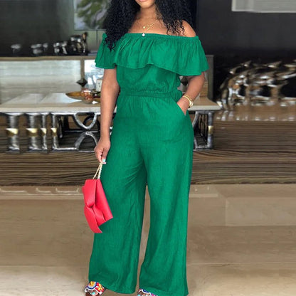 Plus Size Denim Jumpsuit - Sleeveless Shawl Collar Overall | Autumn Fashion - EverHype