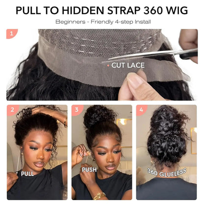 Invisible Strap HD 360 Lace Front Wig Human Hair Deep Curly Precut 360 Full Lace Wig Drawstring Snug Fit Glueless Wig Human Hair - EverHype