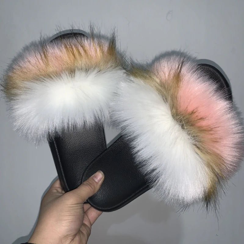 Luxury Fluffy Fur Slippers - Women's Indoor Warm Plush Slides - EverHype