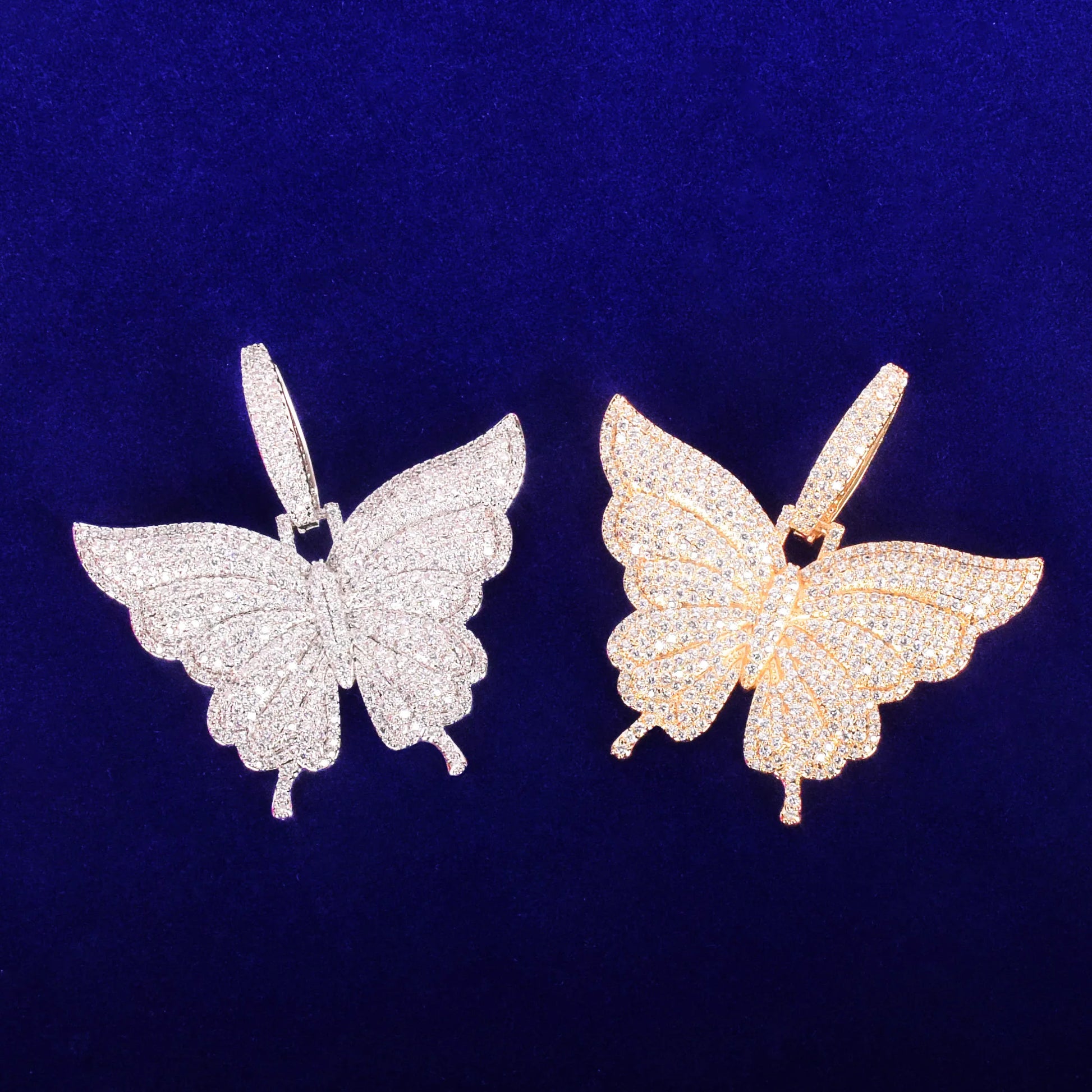 Butterfly Pendant Necklace - Gold Cubic Zirconia Hip Hop Jewelry for women - EverHype