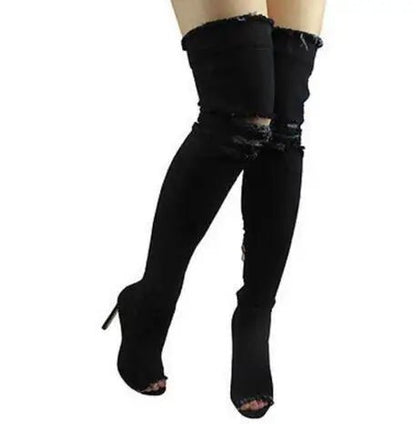 New Boots Women Thigh High Boots 2021 Winter Women Boots High Heels Women Shoes Tassel Jean Boot Ladies Shoes Good Service zo0 - EverHype