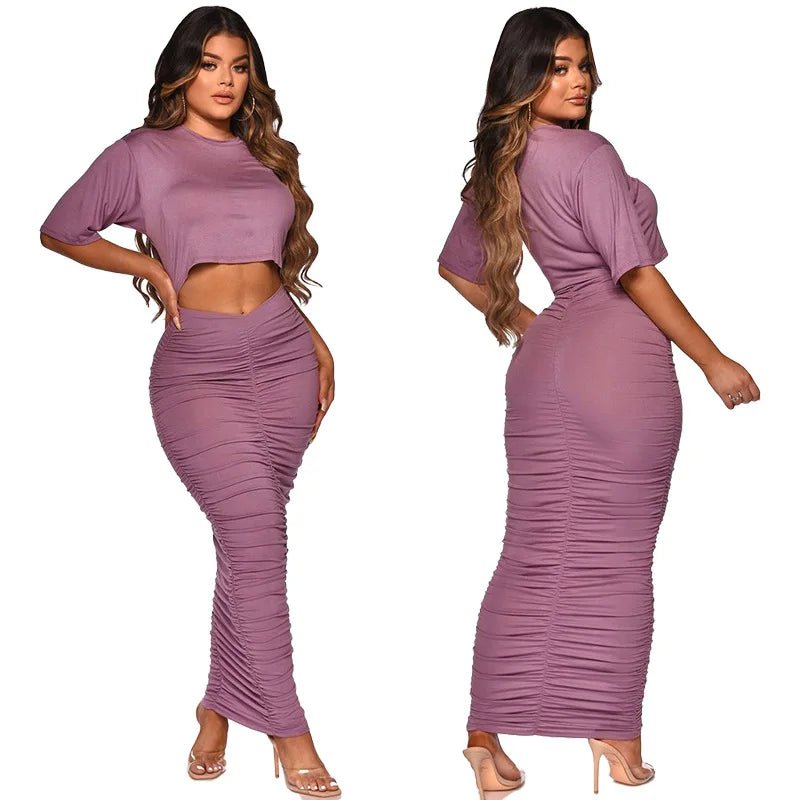 Women's 2 - Piece Dress Set - Crop Top & Skirt Outfit | Summer Fashion - EverHype
