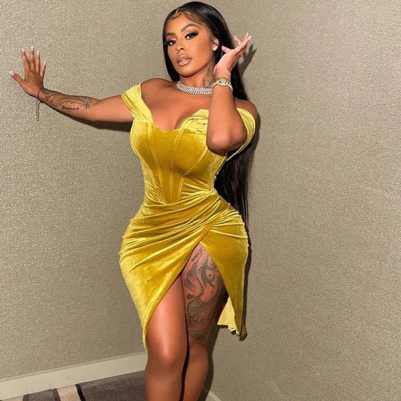 Sexy Velvet Party Dress - Off Shoulder Backless Bodycon Mini Dress | Birthday & Club - EverHype