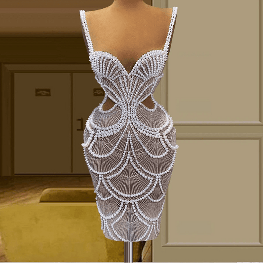 Pearl Mermaid Cocktail Dress - Knee Length Spaghetti Strap Party Dress | EverHype 2026 - EverHype
