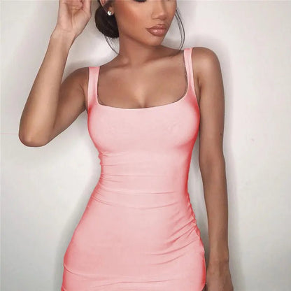 Sexy Pink Fashion Bodycon Dress Slim Fit Xmas Club Party Vestidos Summer Office Elegant Casual Mini Dresses For Women Clothes - EverHype