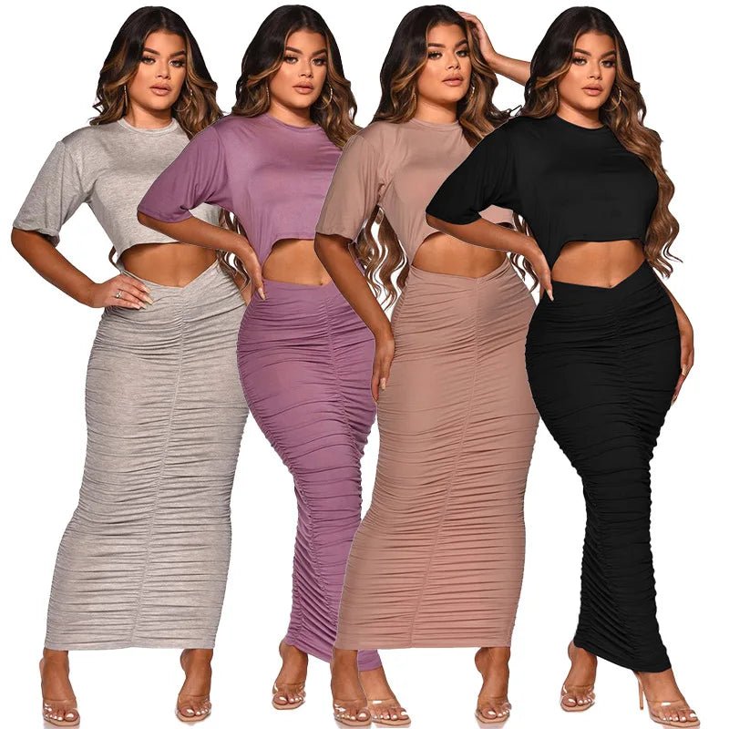 Women's 2 - Piece Dress Set - Crop Top & Skirt Outfit | Summer Fashion - EverHype