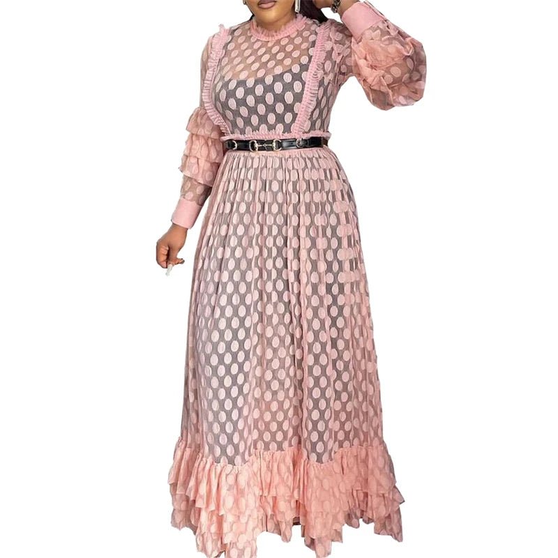 Dress Women Plus Size Sexy Long Dresses Elastic High Waist Transparent Black Mesh Dress Elegance Lace Wholesale Dropshipping - EverHype