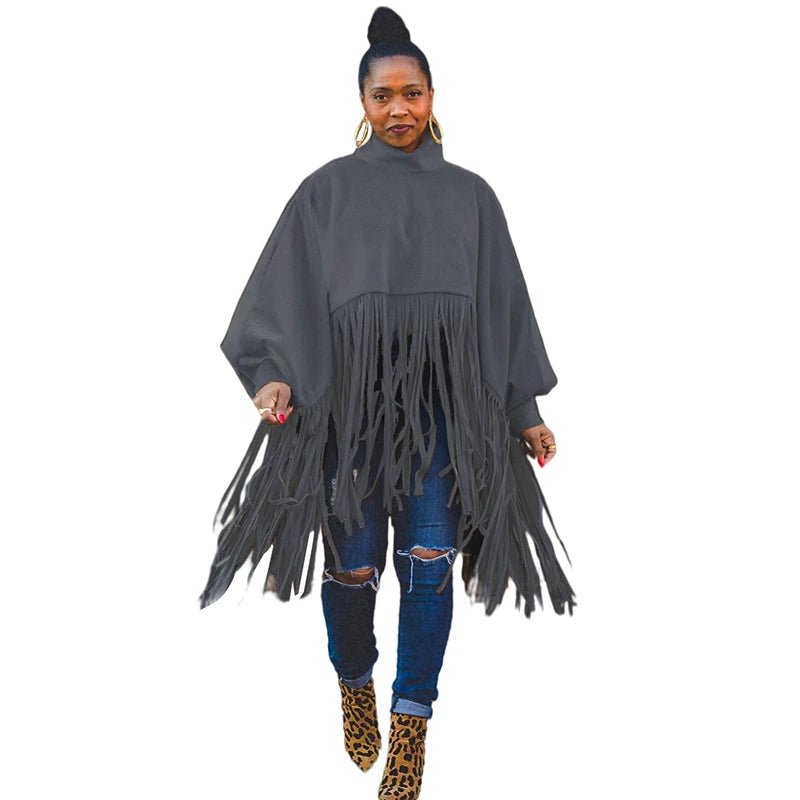 Plus Size Tassel Top - Elegant Streetwear Blouse for Fall | Women's Fashion - EverHype