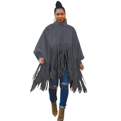 Plus Size Tassel Top - Elegant Streetwear Blouse for Fall | Women's Fashion - EverHype