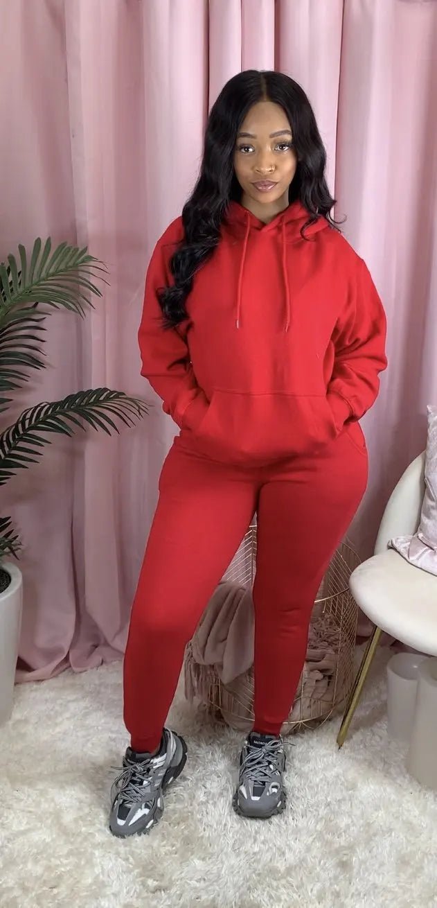 Fall Active Sweatsuit Two 2 Piece Set for Women Winter Fitness Outfit Fleece Pullover Hoodies +Jogger Pants Matching Tracksuit - EverHype