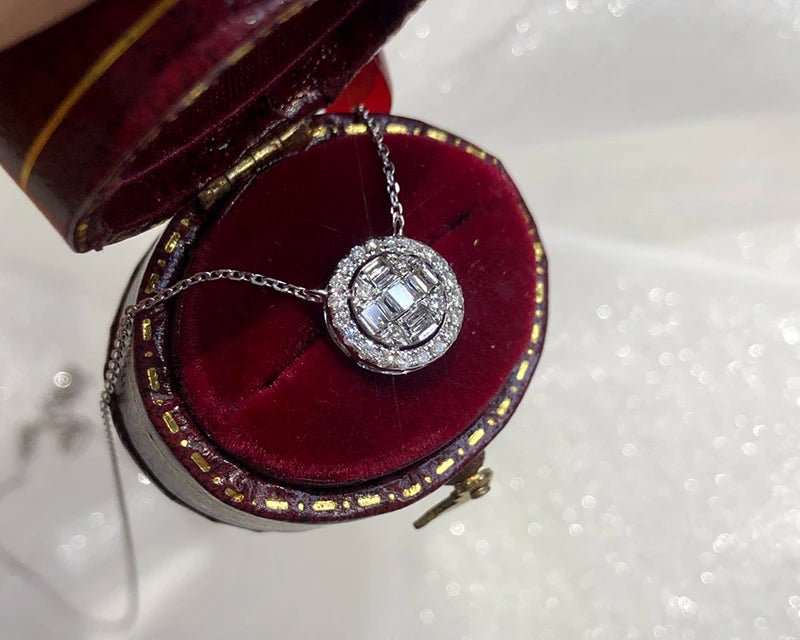 18K White Gold Diamond Pendant Necklace - Natural Diamond Engagement Jewelry - EverHype