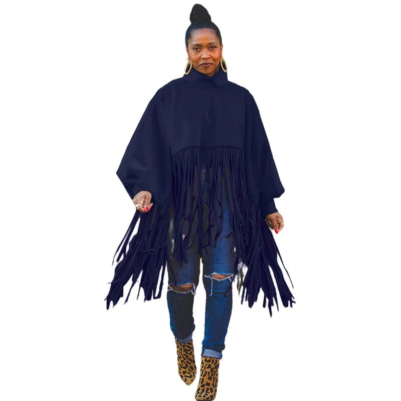 Plus Size Tassel Top - Elegant Streetwear Blouse for Fall | Women's Fashion - EverHype