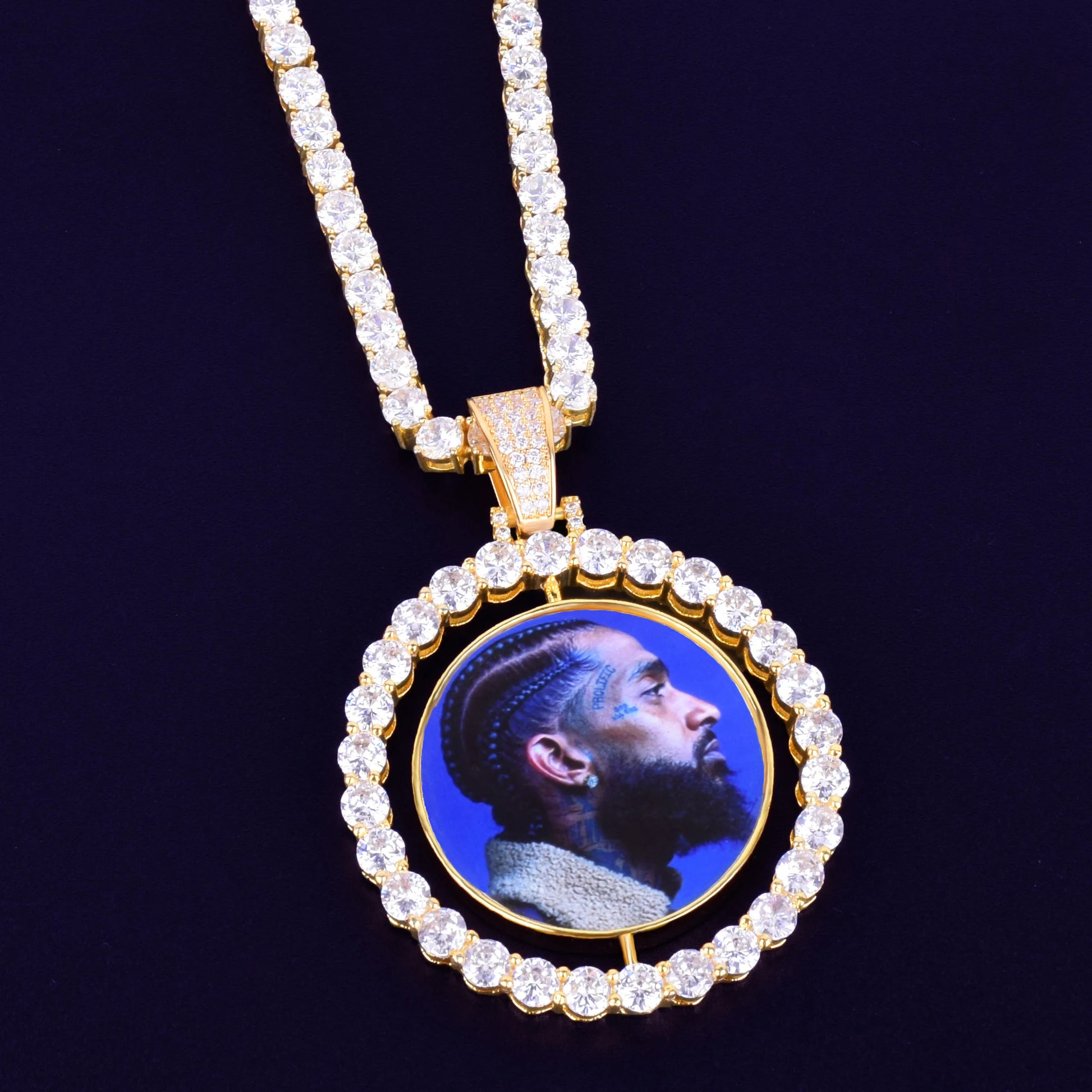 Custom Photo Necklace - Rotating Double - Sided Medallion Pendant for Men - EverHype