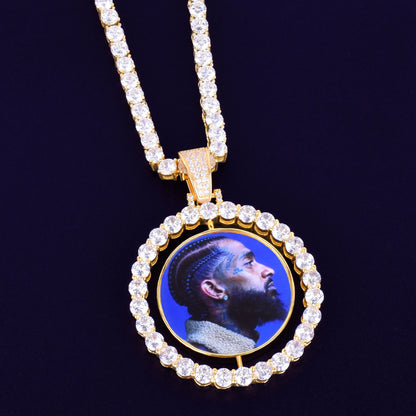 Custom Photo Necklace - Rotating Double - Sided Medallion Pendant for Men - EverHype