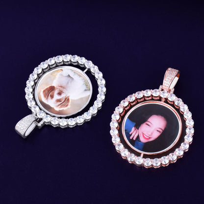 Custom Photo Necklace - Rotating Double - Sided Medallion Pendant for Men - EverHype