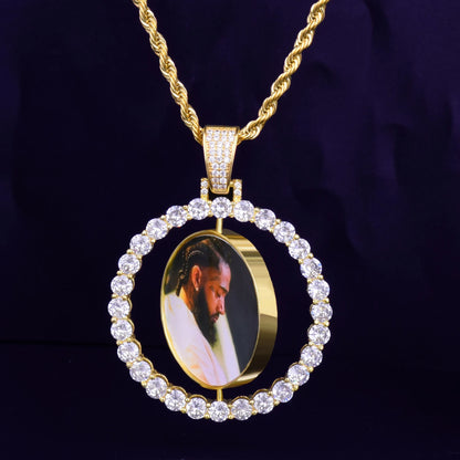 Custom Photo Necklace - Rotating Double - Sided Medallion Pendant for Men - EverHype