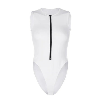Zipper Bodysuit Sexy Bodysuit Women's Fashion Bodycon Body Basic Top Sleeveless Summer Bodysuit Jumpsuit One Piece Dropshipping - EverHype