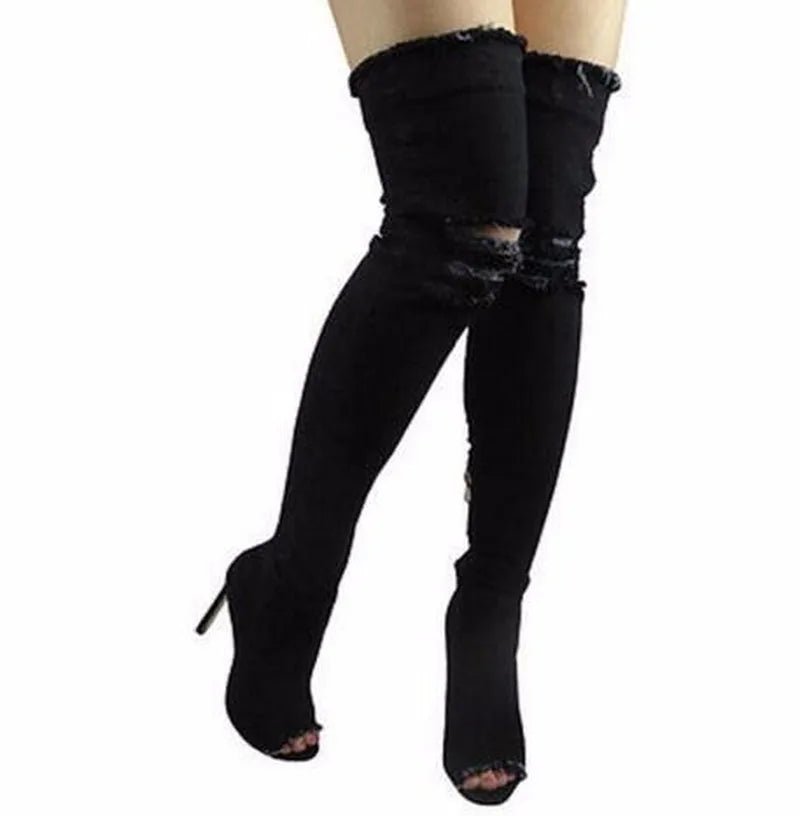 New Boots Women Thigh High Boots 2021 Winter Women Boots High Heels Women Shoes Tassel Jean Boot Ladies Shoes Good Service zo0 - EverHype