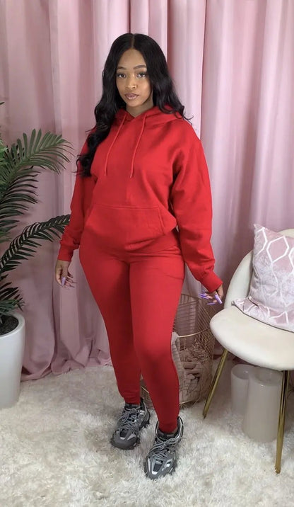 Fall Active Sweatsuit Two 2 Piece Set for Women Winter Fitness Outfit Fleece Pullover Hoodies +Jogger Pants Matching Tracksuit - EverHype
