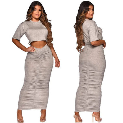 Women's 2 - Piece Dress Set - Crop Top & Skirt Outfit | Summer Fashion - EverHype