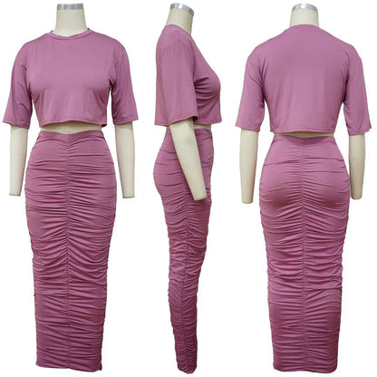 Women's 2 - Piece Dress Set - Crop Top & Skirt Outfit | Summer Fashion - EverHype