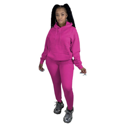 Fall Active Sweatsuit Two 2 Piece Set for Women Winter Fitness Outfit Fleece Pullover Hoodies +Jogger Pants Matching Tracksuit - EverHype