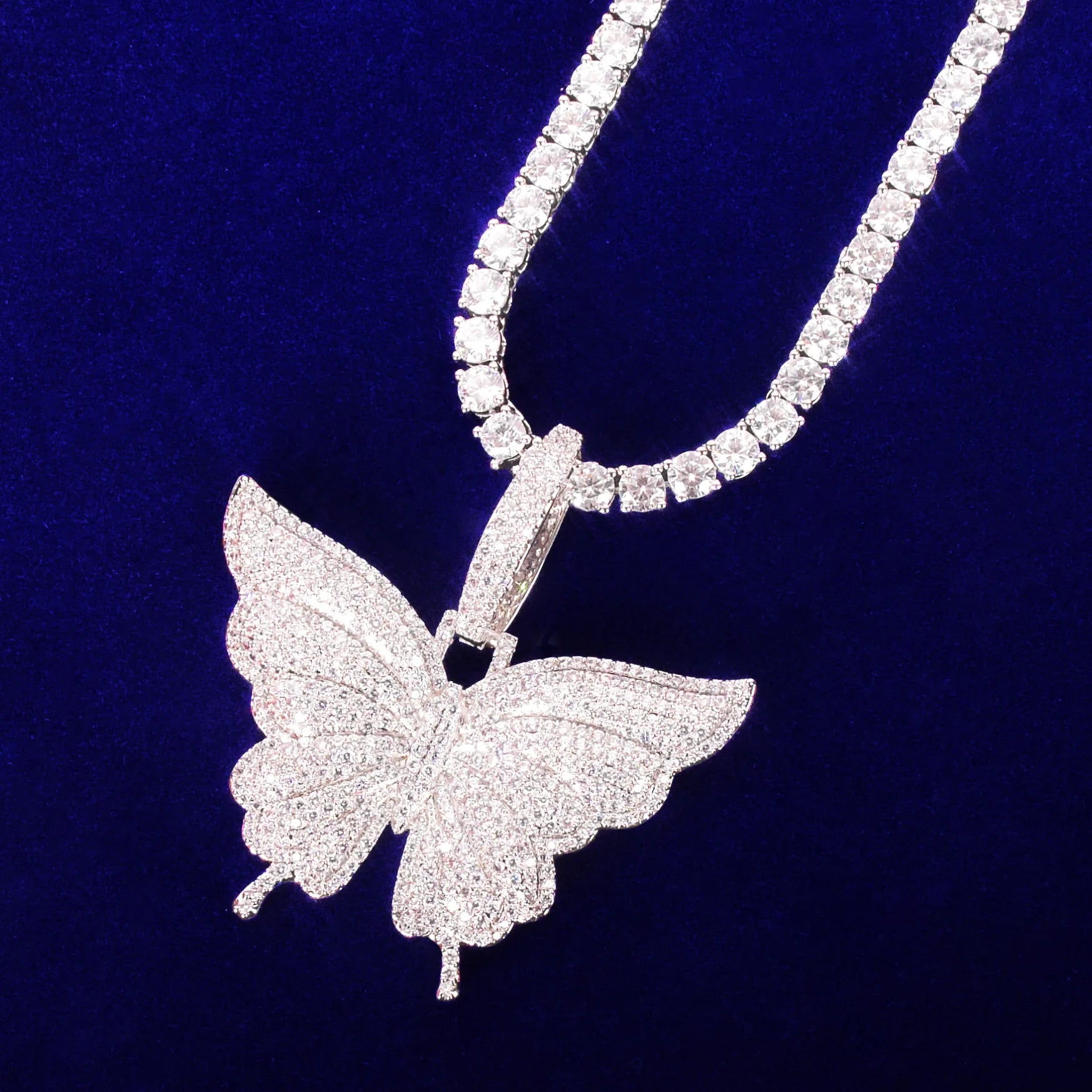 Butterfly Pendant Necklace - Gold Cubic Zirconia Hip Hop Jewelry for women - EverHype