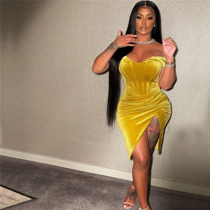Sexy Velvet Party Dress - Off Shoulder Backless Bodycon Mini Dress | Birthday & Club - EverHype