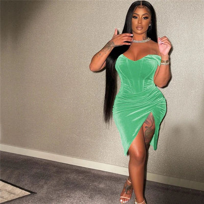 Sexy Velvet Party Dress - Off Shoulder Backless Bodycon Mini Dress | Birthday & Club - EverHype