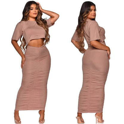 Women's 2 - Piece Dress Set - Crop Top & Skirt Outfit | Summer Fashion - EverHype