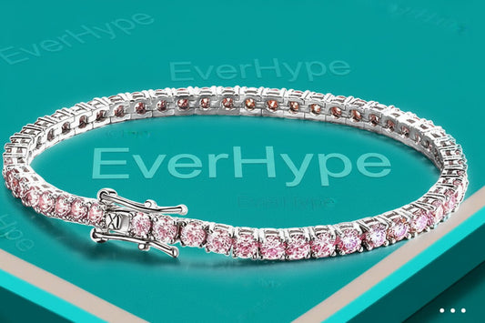 Pink Moissanite Bracelet - 925 Sterling Silver with GRA Certificate - EverHype