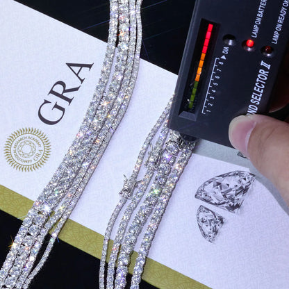 Moissanite Tennis Chain Necklace - 925 Silver Iced Out VVS 2mm - 5mm - EverHype