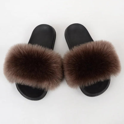 Luxury Fluffy Fur Slippers - Women's Indoor Warm Plush Slides - EverHype
