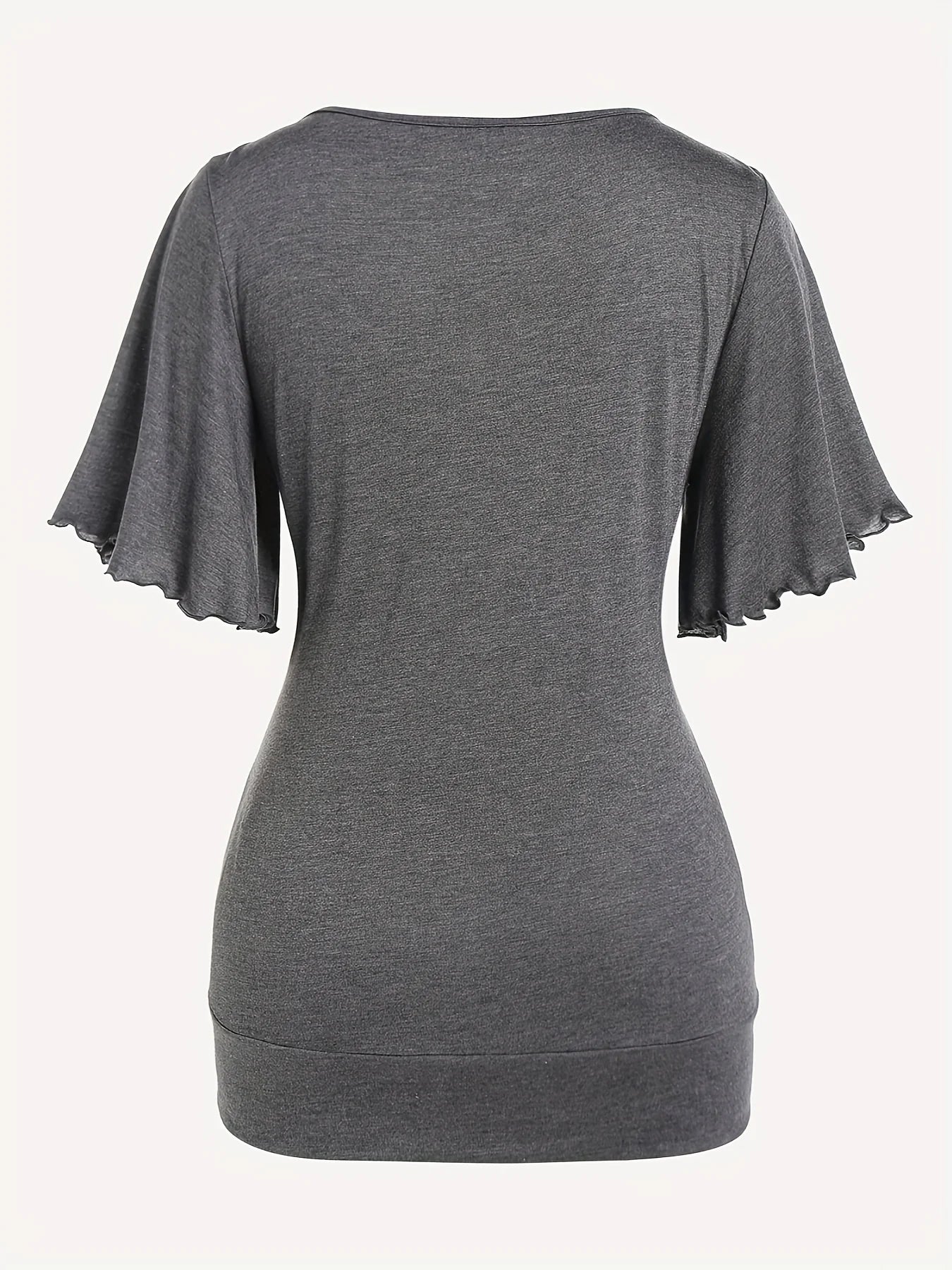 European and American new hit fashion women's pleated chain embellished V - neck plus - size T-shirt top - EverHype