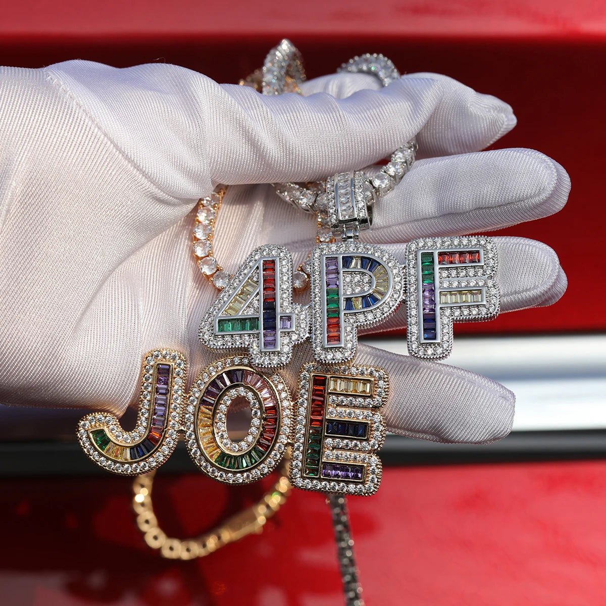 Custom Name Necklace - Personalized Baguette Pendant Gold Plated for Men - EverHype