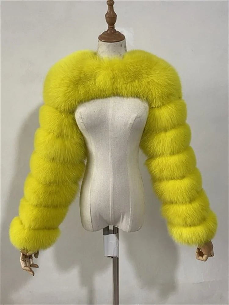 Faux Fur Jacket - Cropped Long Sleeve Coat for Women | Winter Warm Clothes - EverHype