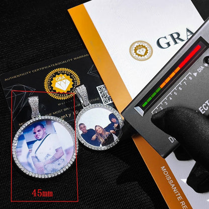 Custom Photo Pendant Necklace - VVS Moissanite 925 Silver Picture Frame - EverHype